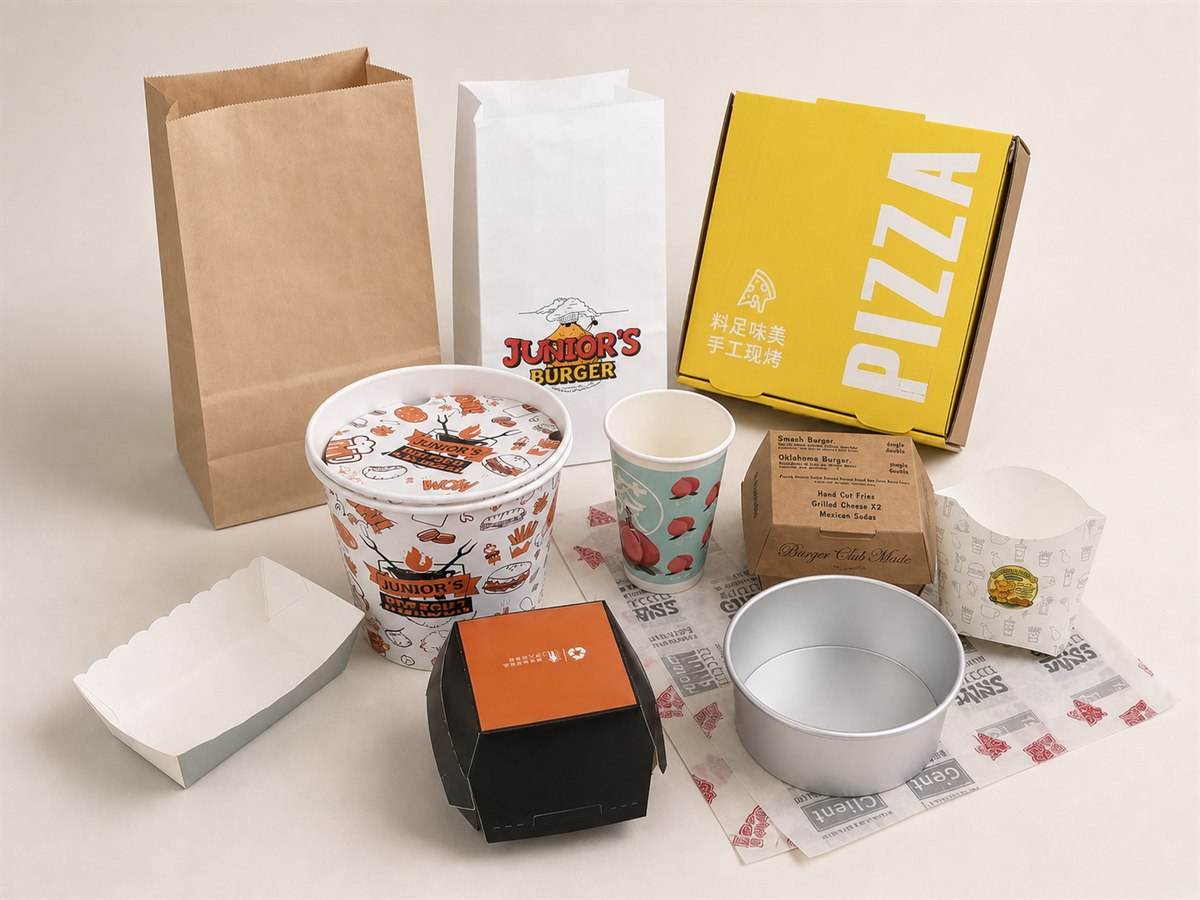 Custom food paper packaging products in bags, cups, boxes and printed paper