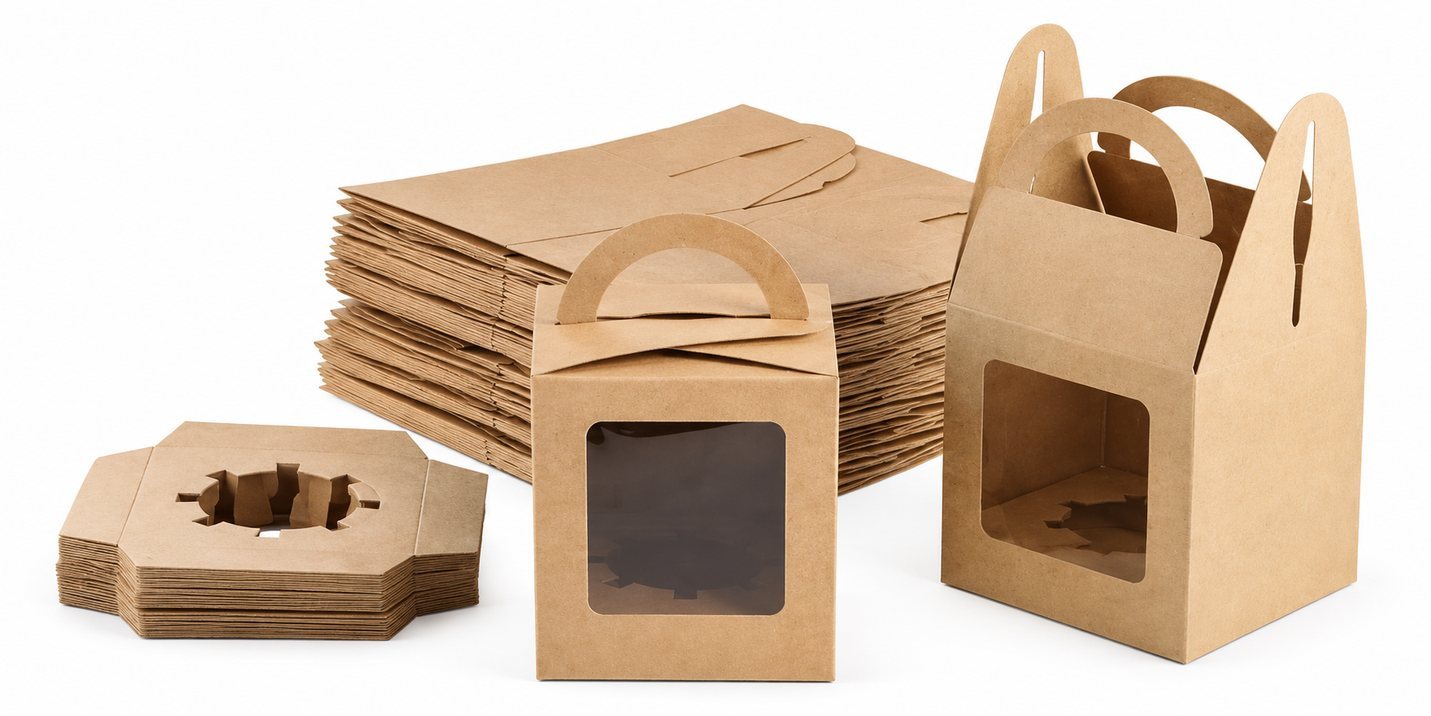 Handled corrugated cake boxes