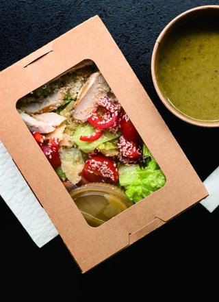 Takeaway food container with window