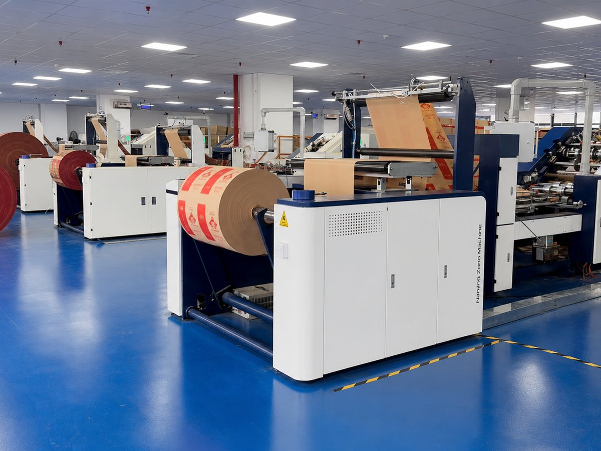 Automated paper packaging production equipment in the workshop