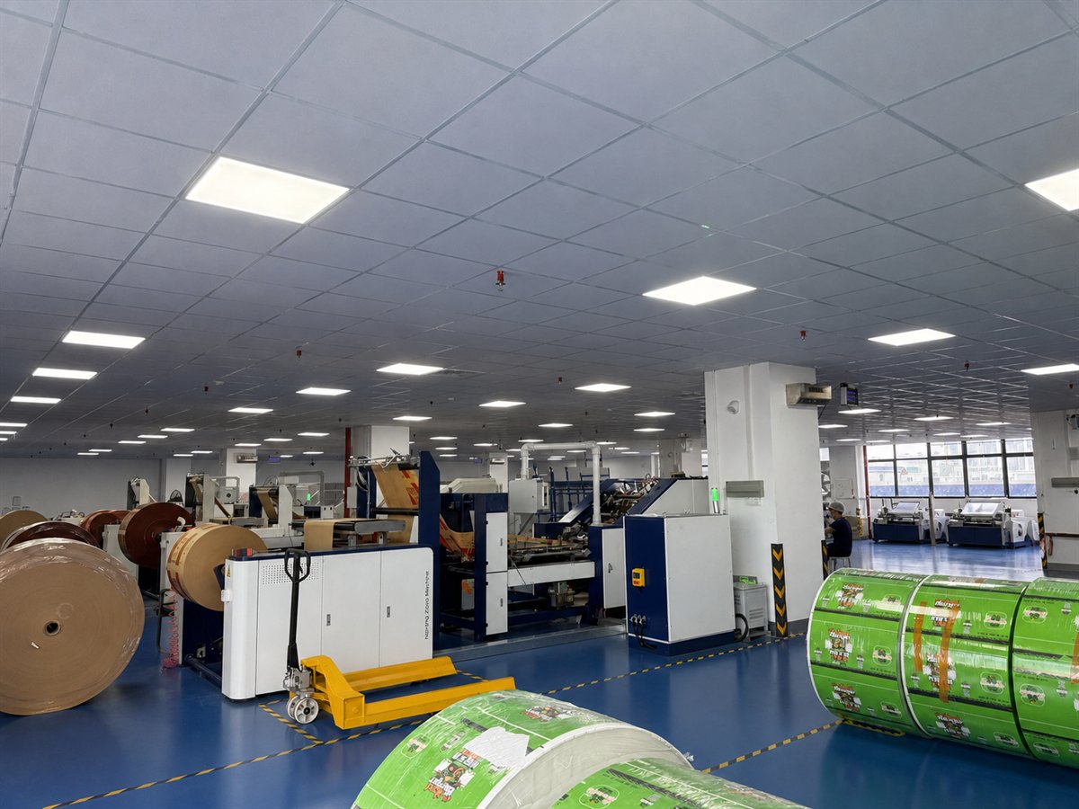 Paper packaging production lines and printed material rolls