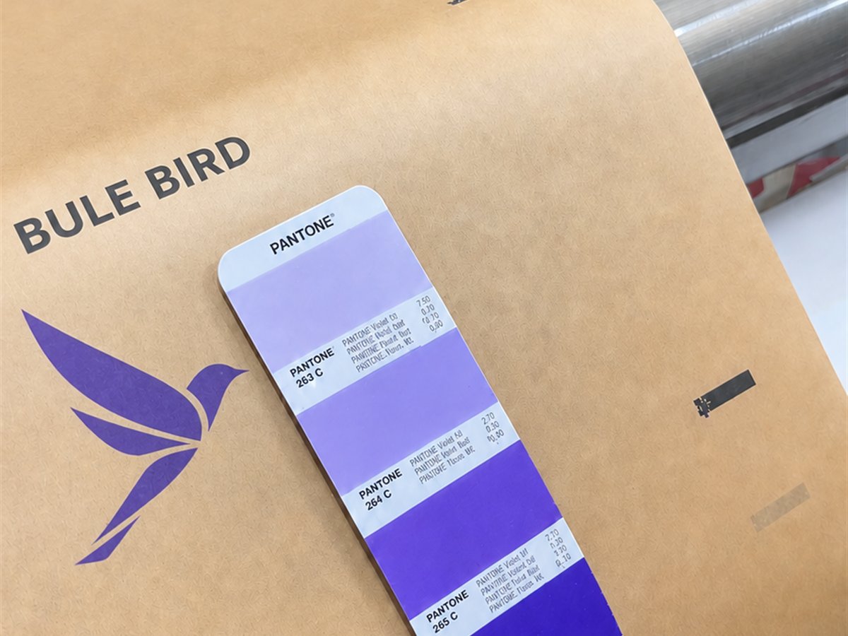 Printed paper color compared with a Pantone reference