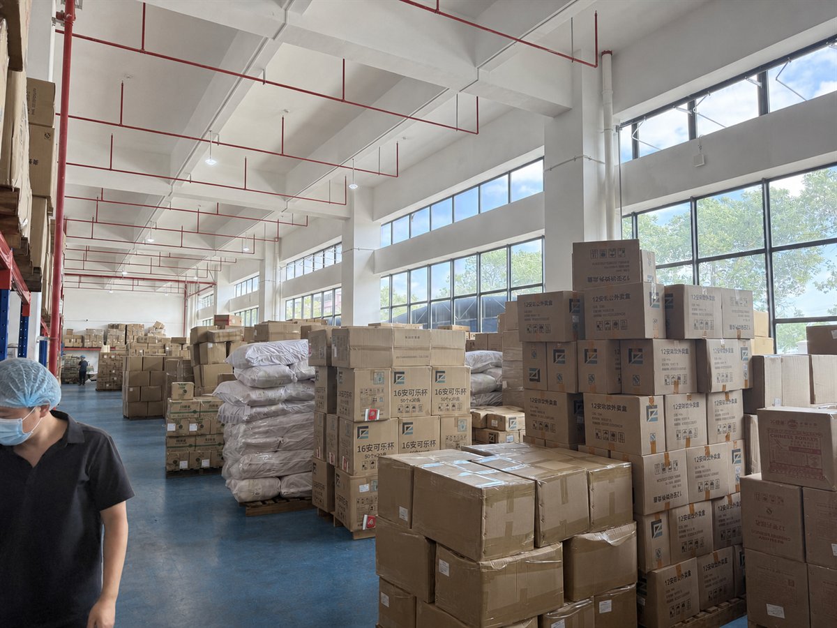 Packed products prepared in the warehouse for shipment