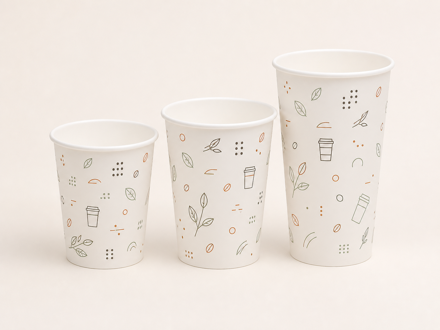 Custom paper cups in multiple sizes and printed finishes