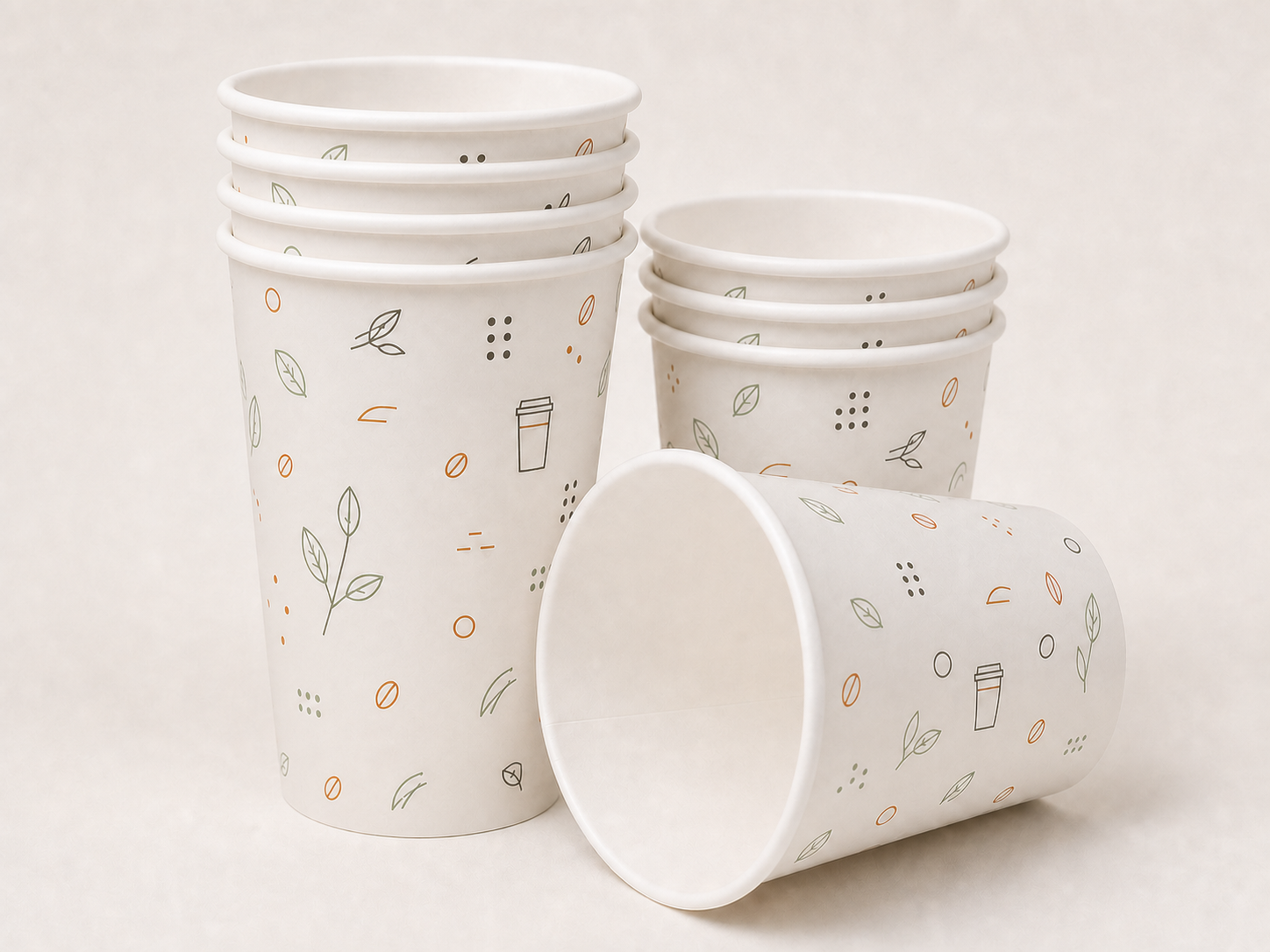 Paper cup rolled rims, clean interiors and nested stacking